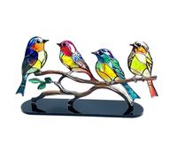 Tuidzljd Pendentif D'Oiseau en Métal, Ornements de Statue d'oiseaux sur Une Branche, Ornements de Bureau, Acrylique Double Face, Planéité, Art de Table, Décoration de Salle de Maison