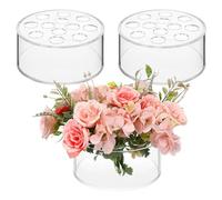 Tuidzljd Pièce Maîtresse Florale en Acrylique 3 Pièces pour Décorations de Table à Manger Vase à Fleurs Rond de Mariage Vases de Pièce Maîtresse à 12 Trous