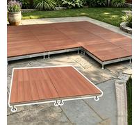 Tuiles De Terrasse Emboîtables 33 "x 33", Kit De Terrasse Flottante-plate-forme Modulaire Extérieure En Bois-composite, For Arrière-cour, Pelouse Et Jardin(Browns)