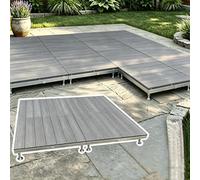 Tuiles De Terrasse Emboîtables 33 "x 33", Kit De Terrasse Flottante-plate-forme Modulaire Extérieure En Bois-composite, For Arrière-cour, Pelouse Et Jardin(Gray)