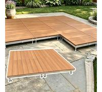 Tuiles De Terrasse Emboîtables 33 "x 33", Kit De Terrasse Flottante-plate-forme Modulaire Extérieure En Bois-composite, For Arrière-cour, Pelouse Et Jardin(Teak Wood)