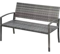 Tuin Bank - Banc de jardin deux places - Pour l'extérieur et la véranda - All-WeatherPolyuréthaneRattan Design avec cadre en acier - Léger & Facile à monter - Meubles de jardin - Gris