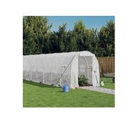 vidaXL Tuinkas met stalen frame 32 mÂ² 16x2x2 m wit3188034 Blanc G
