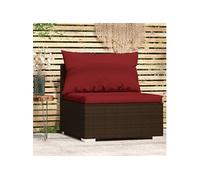 vidaXL Canapé de jardin central avec coussins Marron Poly Rattan