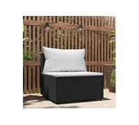 vidaXL Canapé de jardin central avec coussins Poly rotin Noir