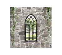 vidaXL Miroir de jardin en fer 100x45 cm Noir pour extérieur
