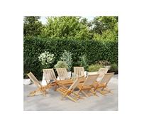 vidaXL Chaises de jardin 8 pcs. Pliable Beige Bois massif Acacia