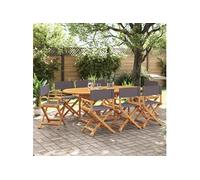 vidaXL Chaises de jardin pliantes 8 pcs. Tissu gris foncé