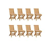 vidaXL Chaises de jardin avec coussins beiges 8 pcs. Bois massif teck
