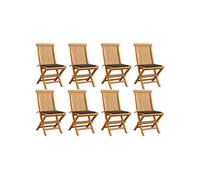 vidaXL Chaises de jardin avec coussins Taupe 8 pcs. Bois massif teck