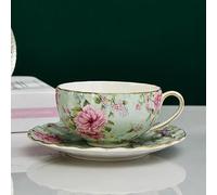TUITA Tasse à café en Porcelaine, 5 Couleurs, Soucoupe, cuillère, Un Ensemble de Tasses à thé à Fleurs, Tasse et Soucoupe en Porcelaine européenne pour Tasse à café, Cadeau