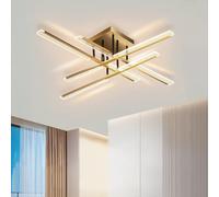 TUJJTU Plafonnier LED Moderne Φ94 cm Doré Intensité Variable Pour Salon | Luminaire Géométrique 8 Têtes Avec Télécommande Métal Acrylique Pour Chambre Salle Manger Cuisine Bureau