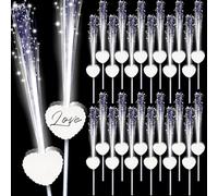 Tujoe Lot de 24 bâtons lumineux LED en forme de cœur avec 3 modes d'éclairage pour mariage, fête prénuptiale, anniversaire (blanc)