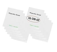 TUKA 12x A3 Feuille Magnétique pour la Découpe, Inscriptibles et Effaçable, Film Aimant Flexible Plaque magnétique, pour Tableau Blanc, Étiquette Magnétique, Affiche, Lot de 12 en Blanc, TKD9041