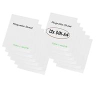 TUKA 12x A4 Feuille Magnétique pour la Découpe, Inscriptibles et Effaçable, Film Aimant Flexible Plaque magnétique, pour Tableau Blanc, Étiquette Magnétique, Affiche, Lot de 12 en Blanc, TKD9040