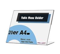TUKA 20X Présentoirs de Table A4 Paysage, Acrylique 2,5mm d'épaisseur, Transparent L-Stand Inclinés Porte-Brochures Porte Menu Support de Présentation pour Bureau Réception Foires, TKD8201-A4-20x