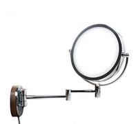TUKA 8,5 Pouces LED Maquillage Miroir Mural 5X grossissant, Réel Métal Chromé, Double Visage Cosmétique Rasage Tournant Miroir Lumineux Extension Pliant, chromage, TKD3129-5x