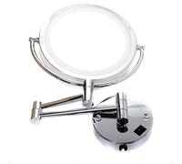 TUKA 8,5 Pouces LED Maquillage Miroir Mural 7X grossissant, Réel Métal Chromé, Double Visage Cosmétique Rasage Tournant Miroir Lumineux Extension Pliant, chromage, TKD3129-7x
