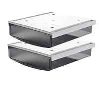 TUKA-i-AKUT 2X 1,7L Tiroirs Sous Bureau, 21x18x5,4cm Autocollant Boîte à Tiroirs Cachée, Organisateur Boîte Rangement pour Bureau/Meuble/Bibliothèque/Armoire de Cuisine, 2 Unités Givré Noir TKD8608