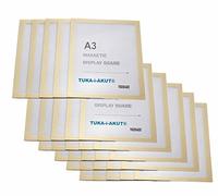 TUKA-i-AKUT 30x A3 Cadre d'affichage Magnétique, Adhésif pour Signe Enseignes, Pochette Cadre d'information Fermeture Magnétique, Porte Affiche, Sachet de 30 Couleur Or, TKD8400-A3-30x