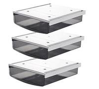 TUKA-i-AKUT 3X 3,5L Tiroirs Sous Bureau, 24x21x8cm Autocollant Boîte à Tiroirs Cachée, Organisateur Boîte de Rangement pour Bureau/Meuble/Bibliothèque/Armoire de Cuisine, 3 Unités Noir TKD8605