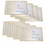 TUKA-i-AKUT 40x A3 Cadre d'affichage Magnétique, Adhésif pour Signe Enseignes, Pochette Cadre d'information Fermeture Magnétique, Porte Affiche, Sachet de 40 Couleur Or, TKD8400-A3-40x