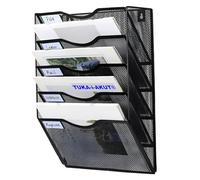 TUKA-i-AKUT 5 Niveaux Porte Revues Mural A4 Paysage, Maille Métal Support de Fichiers Suspendu avec Motif d'étiquette, Organisateur Suspendu Magazines Brochures Documents Lettres Noir TKD8660-5F