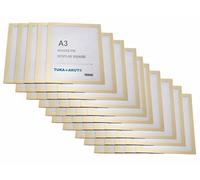 TUKA-i-AKUT 50x A3 Cadre d'affichage Magnétique, Adhésif pour Signe Enseignes, Pochette Cadre d'information Fermeture Magnétique, Porte Affiche, Sachet de 50 Couleur Or, TKD8400-A3-50x
