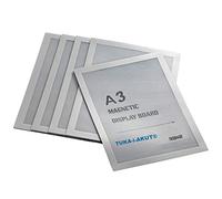 TUKA-i-AKUT 5x A3 Cadre d'affichage Magnétique, Adhésif pour Signe Enseignes, Pochette Cadre d'infArgentmation Fermeture Magnétique, Murs et Fenêtres, Sachet de 5 Couleur Argent, TKD8400-A3-5x