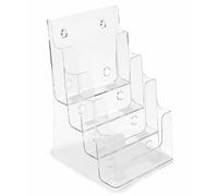 TUKA-i-AKUT 6x Porte-Brochures 4 Étages A5 Acrylique Présentoir à Prospectus, Bureau et Mur, Support pour Prospectus Livrets Brochures Menus Flyers Magazines et Dépliants, Lot de 6, TKD8632