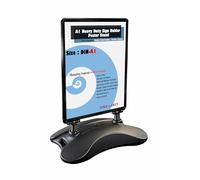 TUKA-i-AKUT A1 Support d'affiche Double Face Aluminium Panneau Antireflet, Stop Trottoir Exterieur et Intérieur, Robuste Présentoir Publicitaire Stable Pied et Roulettes, Wind-Sign TKD8425 Noir