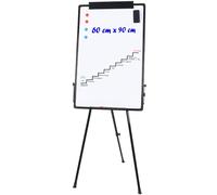 TUKA-i-AKUT Tableau Blanc Magnétique de Chevalet 90 x 60 cm, Réglable en Hauteur, Pliable Chevalet de Conférence, Inscriptible Effaçable Tableau à Feuilles Mobiles sur Pied Trépied, Noir TKD8710