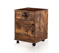 TUKAILAi Caisson de Bureau à roulettes, Meuble de Bureau à 2 tiroirs verrouillable, Caisson de Rangement Mobile, avec roulettes, pour Documents légaux Format A4 (Marron)
