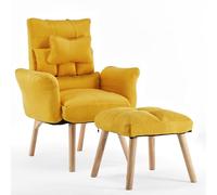 TUKAILAi Fauteuil Relaxant avec Repose-Pieds, Dossier Réglable 6 Positions | Fauteuil relaxant avec repose-pieds, dossier réglable 6 positions (90°-180°), structure en bois, charge max 150kg, pliable