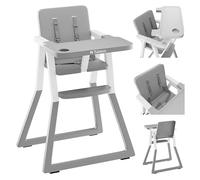 TULANO Morsel 25 Chaise Haute Bébé Pliable | Compacte, Légère | Harnais 5 Points | Plateau Amovible Lavable | Montage Sans Outils | Design Moderne | Pour Enfants 6 à 36 Mois | Gris et Blanc