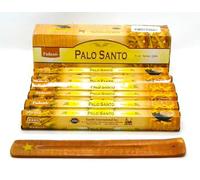 Tulasi Palo Santo Lot de 120 bâtonnets d'encens naturels avec support en bois décoré