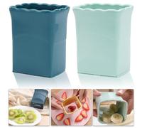 Tulobi Lot de 2 trancheuses à fruits en acier inoxydable - Mini trancheuse à salade rapide - Gadget de cuisine créatif (bleu marine + cyan)