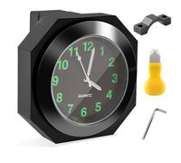 Tulov Horloge de guidon de moto étanche - Horloge à quartz en alliage d'aluminium avec fonction lumineuse - Horloge de guidon numérique pour motos, vélos et véhicules électriques (noir