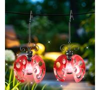 Tulov Lot de 2 lampes solaires d'extérieur à suspendre (2 coccinelles rouges)