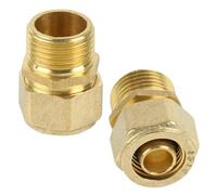 Tulov Lot de 2 raccords à vis de 16 mm, raccord avec filetage extérieur 1/2", raccord à bague de serrage pour tube composite multicouche DVGW et tuyau composite en aluminium