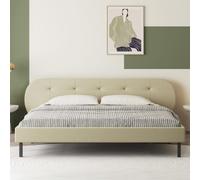 Tulsa lit capitonné 140x190cm beige avec tête de lit et sommier
