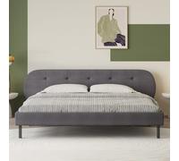 Tulsa lit capitonné 140x190cm gris avec tête de lit et sommier
