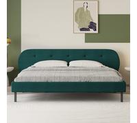 Tulsa lit capitonné 140x190cm vert avec tête de lit et sommier