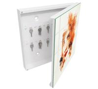 Tulup Armoire à Clés 30x30 cm | Blanc | Porte Droite | Fixation Murale | Aquarelle Féminine | Panneau Avant en Verre | Decorative | Chevilles Incluses | en Métal | pour Rangement de Clefs