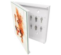 Tulup Armoire à Clés 30x30 cm | Blanc | Porte Gauche | Fixation Murale | Aquarelle Féminine | Panneau Avant en Verre | Decorative | Chevilles Incluses | en Métal | pour Rangement de Clefs