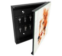 Tulup Armoire à Clés 30x30 cm | Noir | Porte Droite | Fixation Murale | Aquarelle Féminine | Panneau Avant en Verre | Decorative | Chevilles Incluses | en Métal | pour Rangement de Clefs