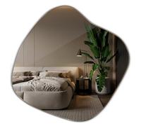 Tulup Miroir Forme Organique 67,6x67 cm sans Cadre Irrégulier Décoration Intérieure Wavy Style Industriel Asymétrique pour Salon Salle de Bain Chambre Design Moderne Montage Mural Artistique Ondulé