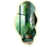 Tulup Miroir LED 50 x 100 cm - Forme asymétrique irrégulière - Miroir mural organique décoratif pour salle de bain, salon, chambre à coucher - Horizontal vertical - Sans cadre - Couleur chaude
