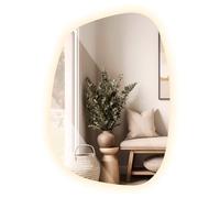 Tulup Miroir Ondulé 78,5x57 cm Minimaliste Blanc Chaud sans Cadre Forme Organique Asymétrique Style Industriel avec Eclairage LED Irreguliere pour la Salle de Bain, Couloir, Chambre, Salon