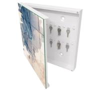 Tulup Organisateur Clef 30x30 cm | Blanc | Porte Gauche | Fixation Murale | Taches À L'Aquarelle | Panneau Avant en Verre | pour Rangement de Clefs | Chevilles Incluses | Decorative | en Métal